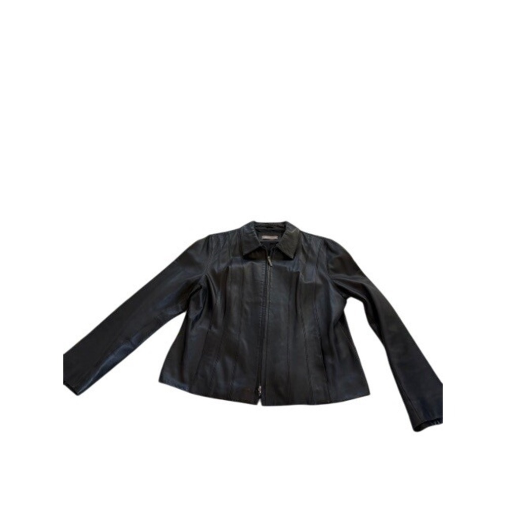 Valerie Separates Vintage Lambskin Leather Jacket Black Zip Front Womens Size‎ L